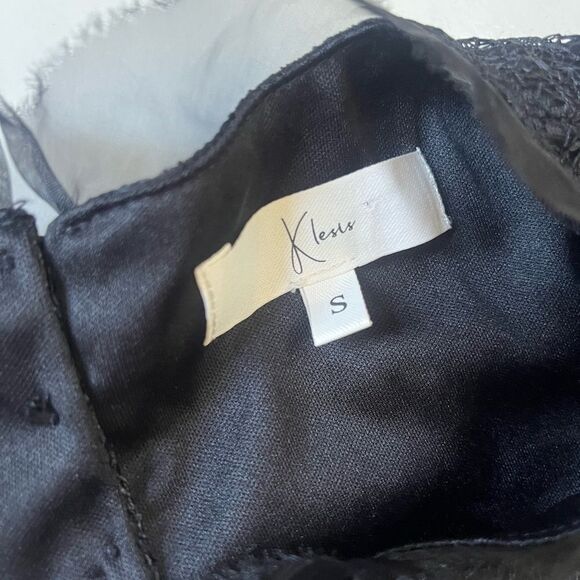 Klesis Lace Black Puff Sleeve Midi Dress Small - Picture 2 of 9